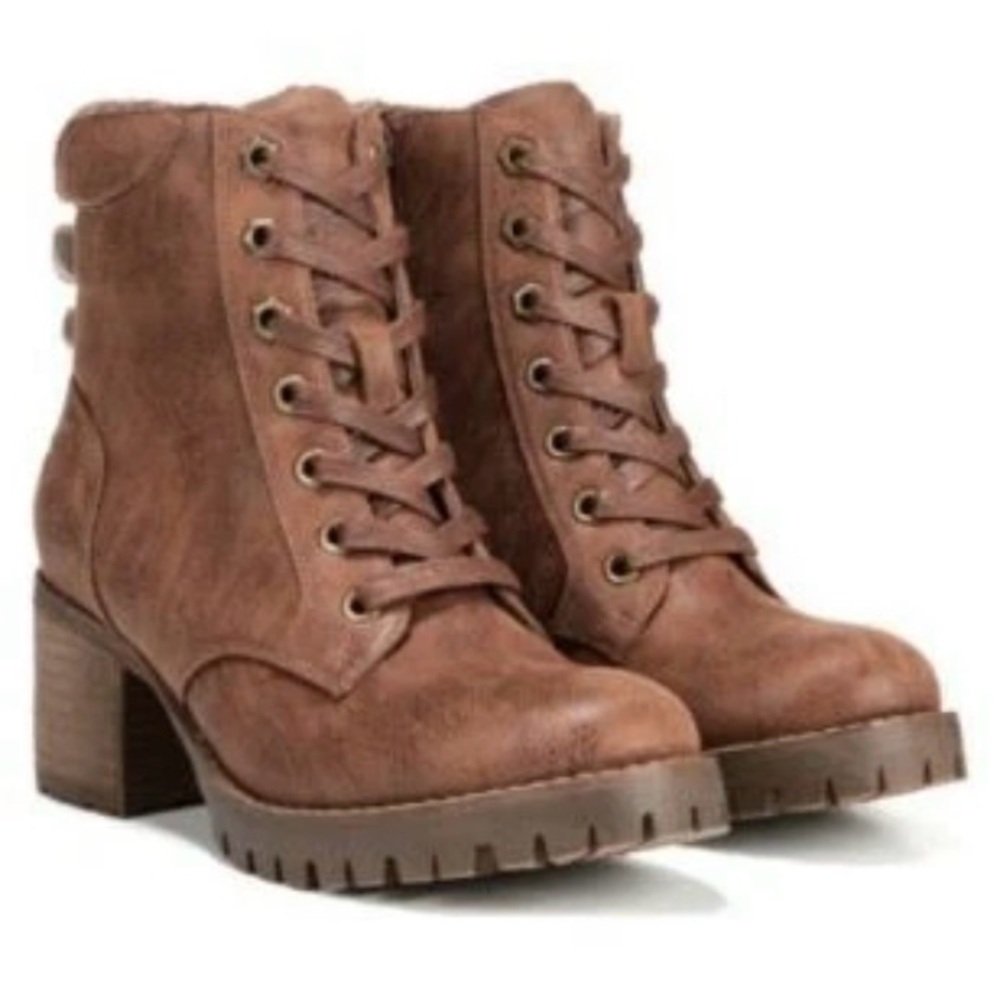 Carlos Santana Glinda Brown Lace-Up Chunky Sweater Ankle Boots 10 NIB
